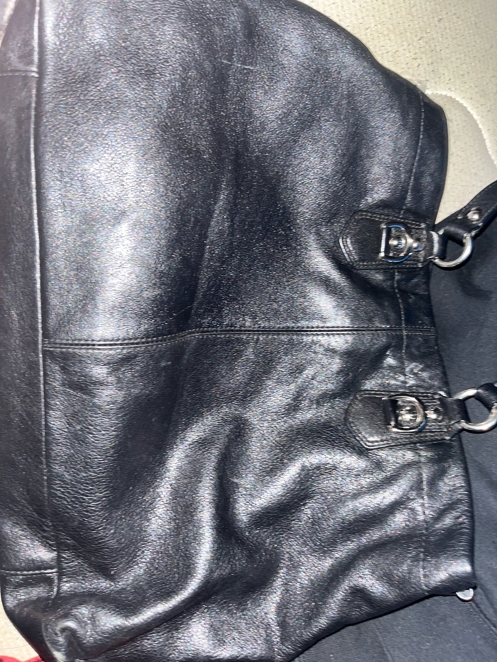 Coach Black Leather Shoulder Tote with Polished Hardware - Picture 5 of 6